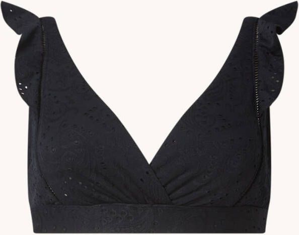 Beachlife Black Embroidery bralette bikinitop met uitneembare vulling online kopen