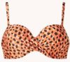 Beachlife voorgevormde strapless bandeau bikinitop met panterprint oranje/zwart online kopen