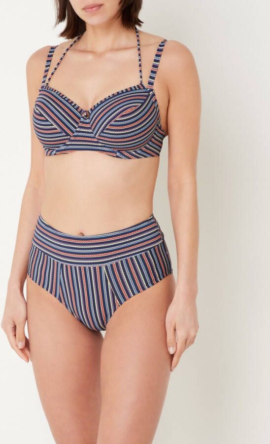 Marlies | dekkers Holi Vintage high waisted bikinislip met streepprint en strikdetail online kopen