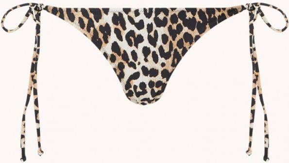 Ganni Luipaarddruk String bikini bodems , Beige, Dames online kopen