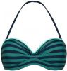 Beachlife gestreepte voorgevormde strapless bandeau bikinitop donkerblauw/groen online kopen