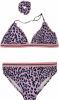Vingino triangel bikini + scrunchie ZEMMA met panterprint lila/zwart online kopen