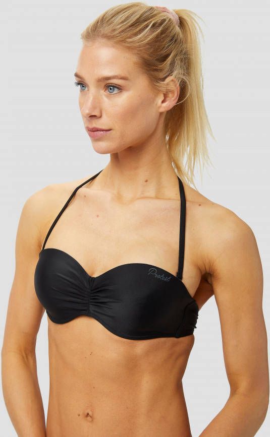 Protest strapless bandeau bikinitop Deelite B cup met plooien zwart online kopen