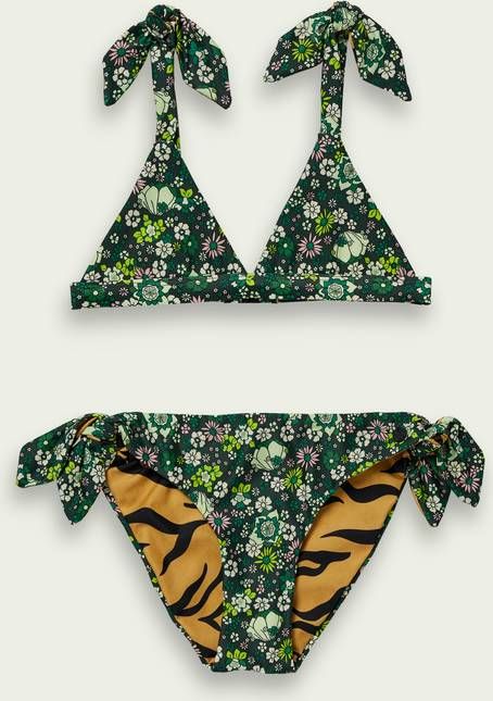 Scotch & Soda reversible triangel bikini donkergroen/oranje online kopen