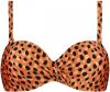 Beachlife voorgevormde strapless bandeau bikinitop met panterprint oranje/zwart online kopen