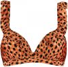 Beachlife voorgevormde beugel bikinitop met ruches en panterprint oranje/zwart online kopen