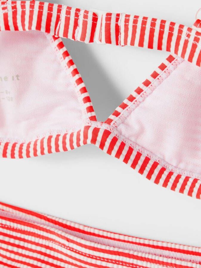 NAME IT KIDS gestreepte triangel bikini NKFZANNAH met ruches rood/wit online kopen