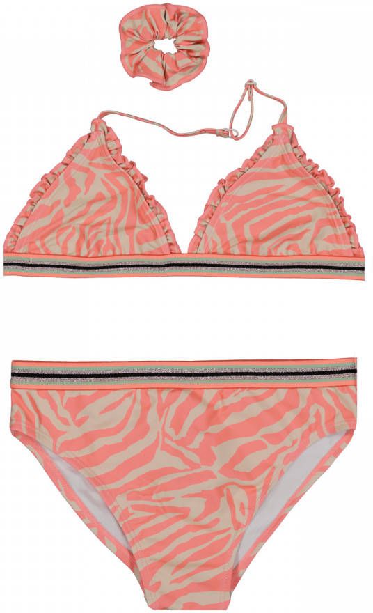 Vingino triangel bikini + scrunchie ZEMMA met zebraprint roze/beige online kopen