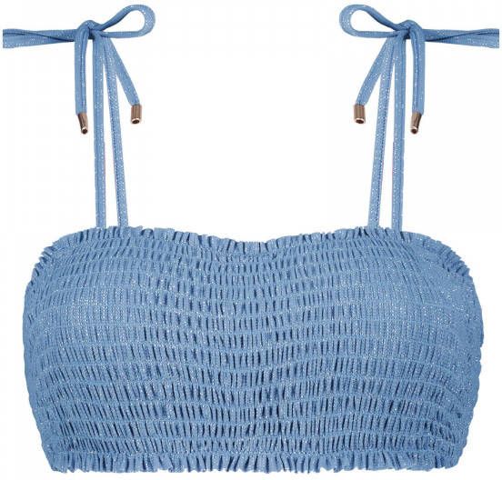 Beachlife beugel bandeau bikinitop met lurex blauw/zilver online kopen