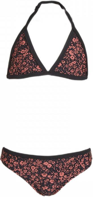 BEACHWAVE gebloemde triangel bikini zwart/rood online kopen