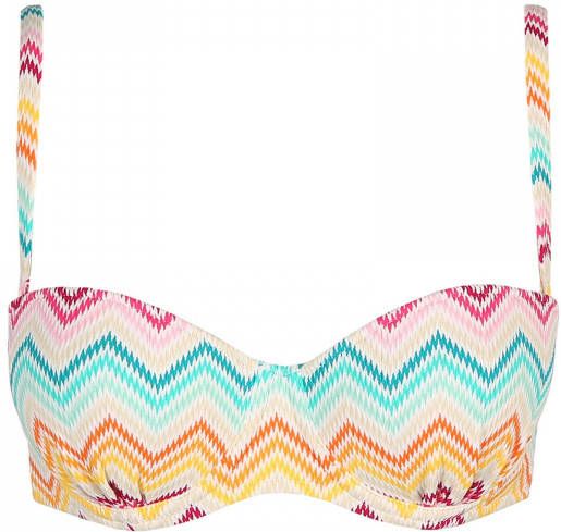 Marie Jo strapless bandeau bikinitop Camila wit/roze/blauw online kopen