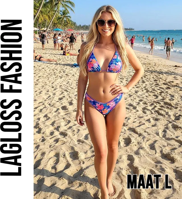 LaGloss 2-delig Dames Bikini met Tropische Bloemenprint Blauw Roze – Zomermode – Beach Fashion – Strand –