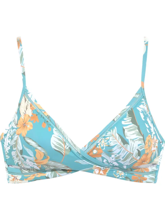 triangelbikinitop lichtblauw bloemenprint aquablauw bedrukt