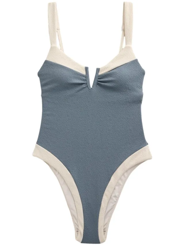 Next Dames - Buikcorrigerend badpak met textuur - Blauw