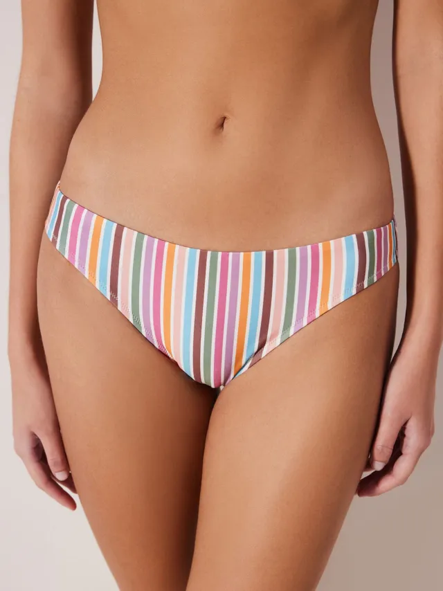 Penti Gestreepte Midden-heup Bikini Onderkant Veelkleurig