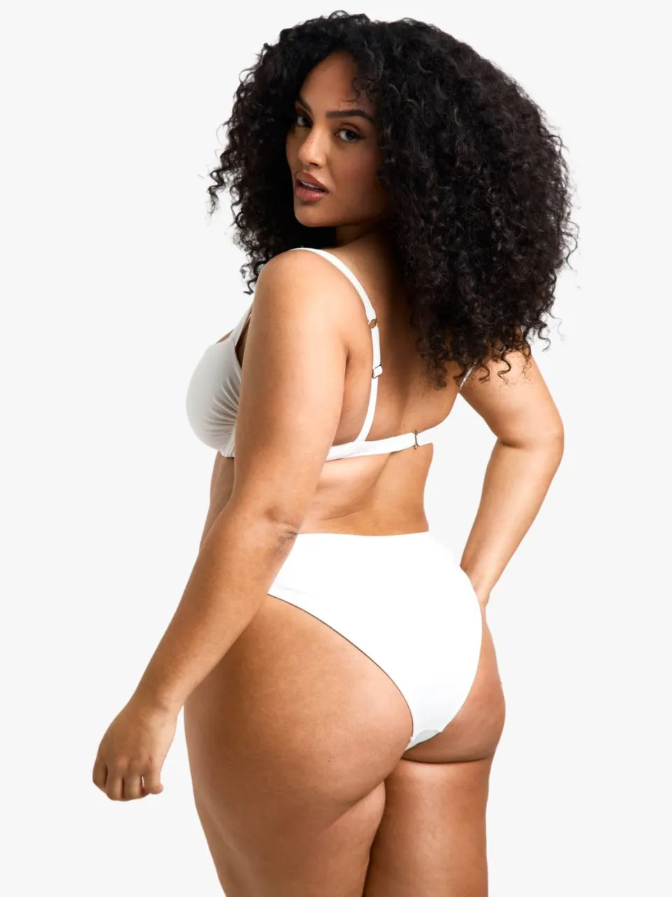 boohoo Dames Plus Swimwear Essentials V-Front Slip wit, foto 2