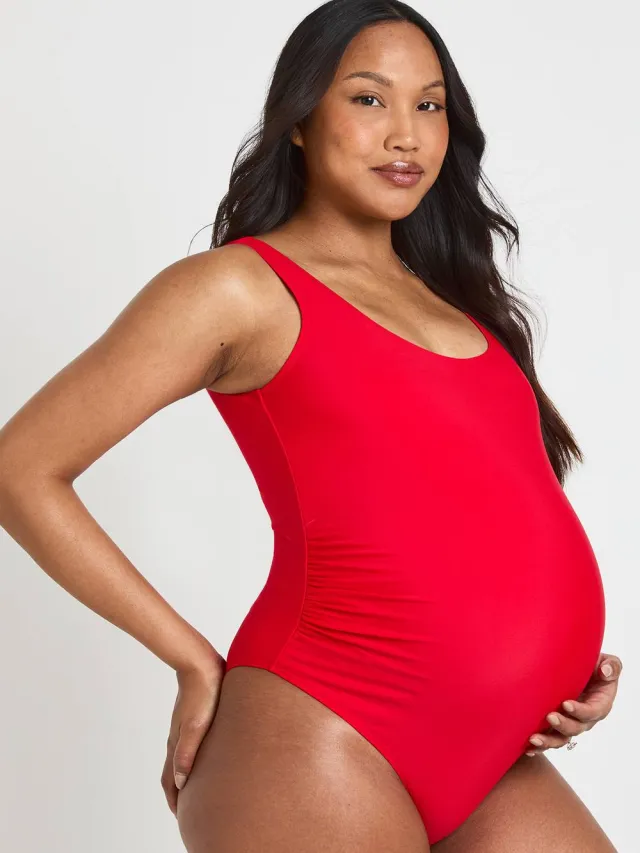 boohoo Dames Zwemsuit Voor Zwangere Met Ronde Halslijn rood, foto 3
