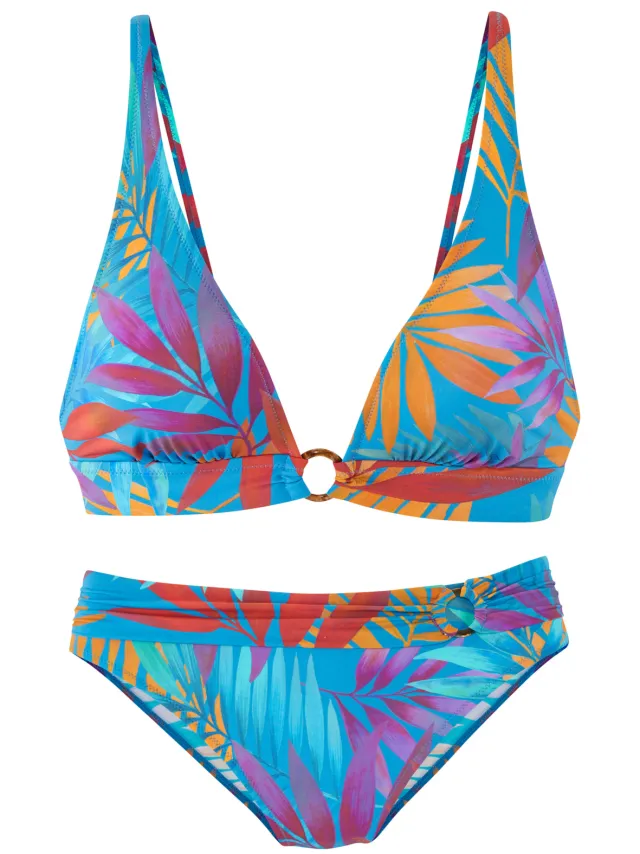 triangelbikini blauw bedrukt wit bedrukt