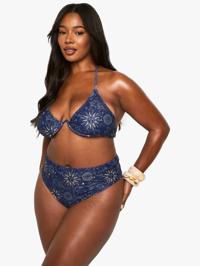 boohoo Dames PLUS CELESTIAL BÜGEL-BIKINI Multicolor