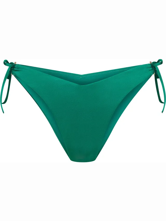 ESOTIQ Deliciosa - Bikinibroekje - Groen - Zijdelingse striksluiting - Gouden details Groen;Goud
