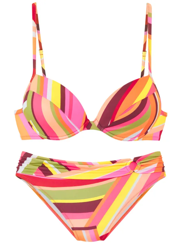 push-up bikini oranje gestreept oranje bedrukt