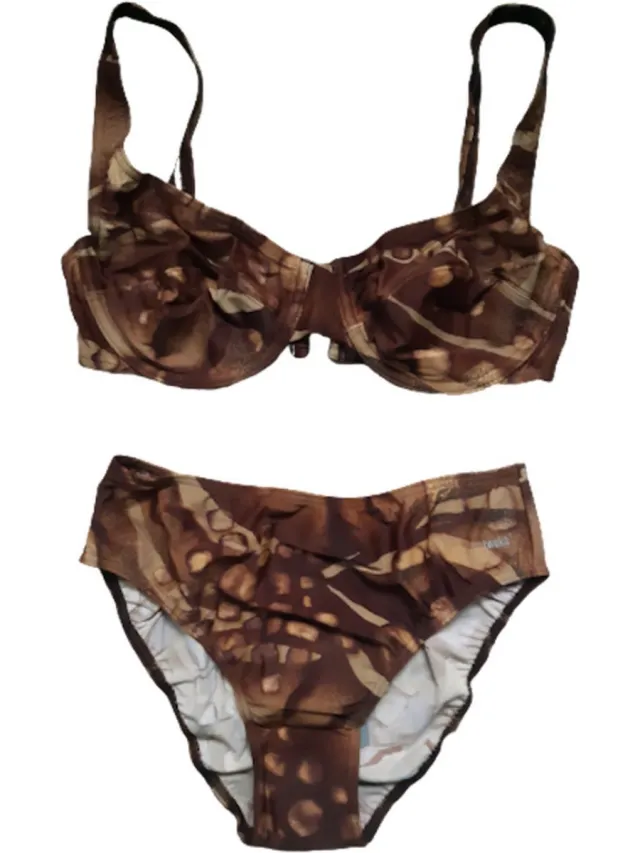 Tweka 2 delige beugel bikini set maat 34xA/B cup bruin