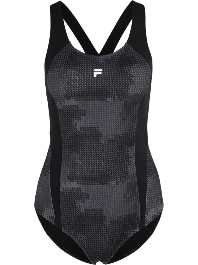 Fila damesbadpak Sanya AOP Swimsuit Black Pills Camo AOP Multicolor