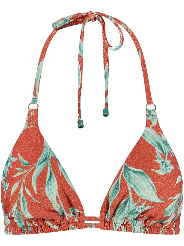Cyell voorgevormde triangel bikinitop koraal bladprint, foto 2