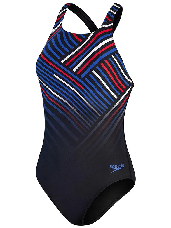 Speedo Digital Placement Medalist Badpak dames Zwart dessin