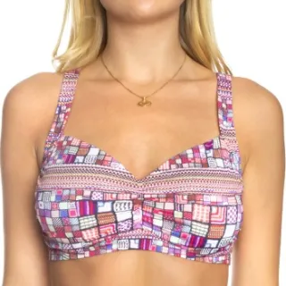 Sunseeker Criss Cross Plus Cup Ruched Top Roze,Versch.kleure/Patroon