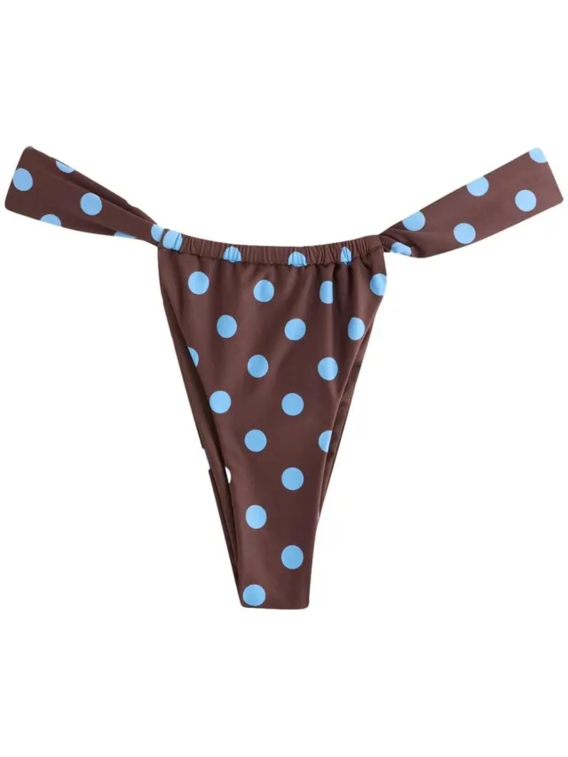 Next Dames - Bikinislip tanga - Bruin Chocolate Brown/ Blue Spot