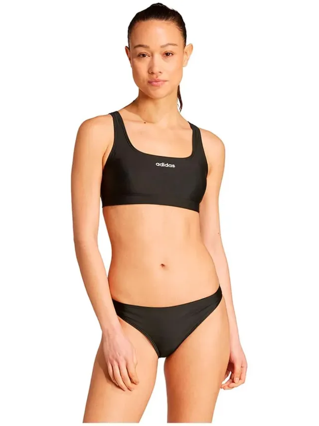 Adidas Padded Bralette Bikini Zwart 34 Vrouw Black / White