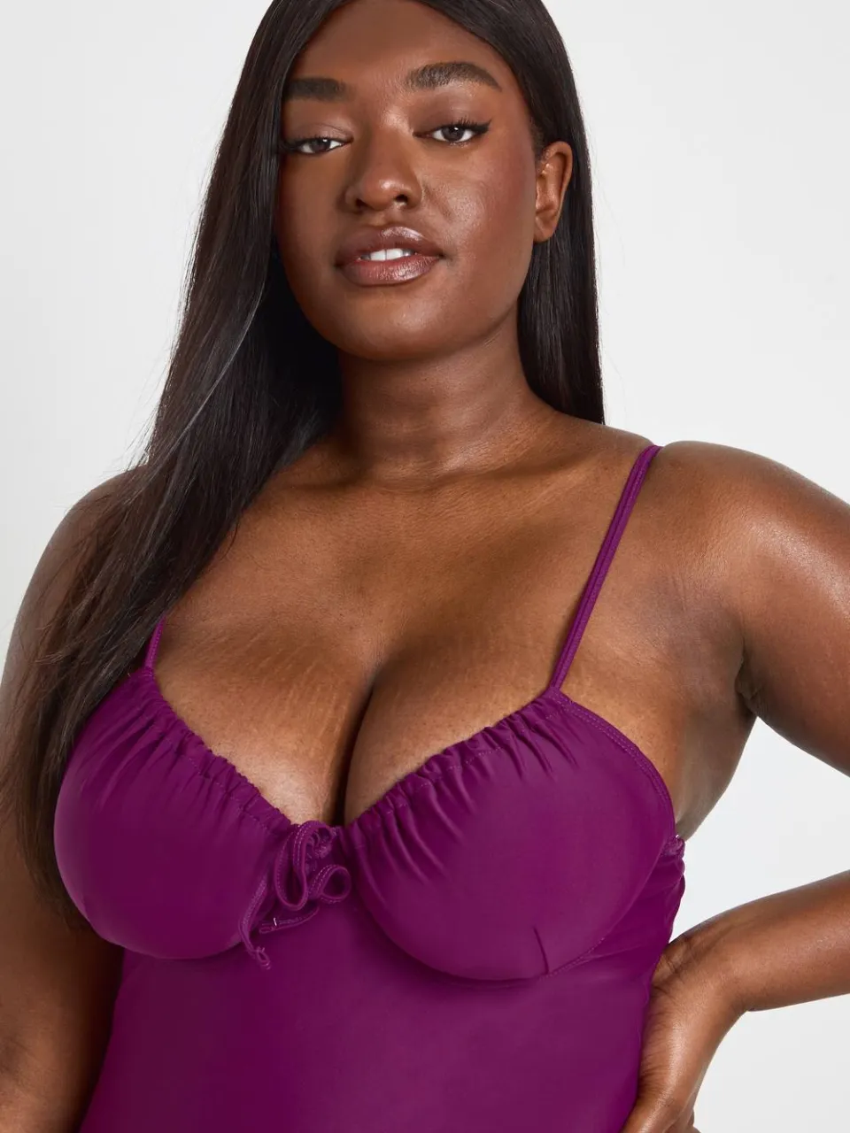boohoo Dames Plus Badmode Essentials Beugel Badpak violet, foto 2