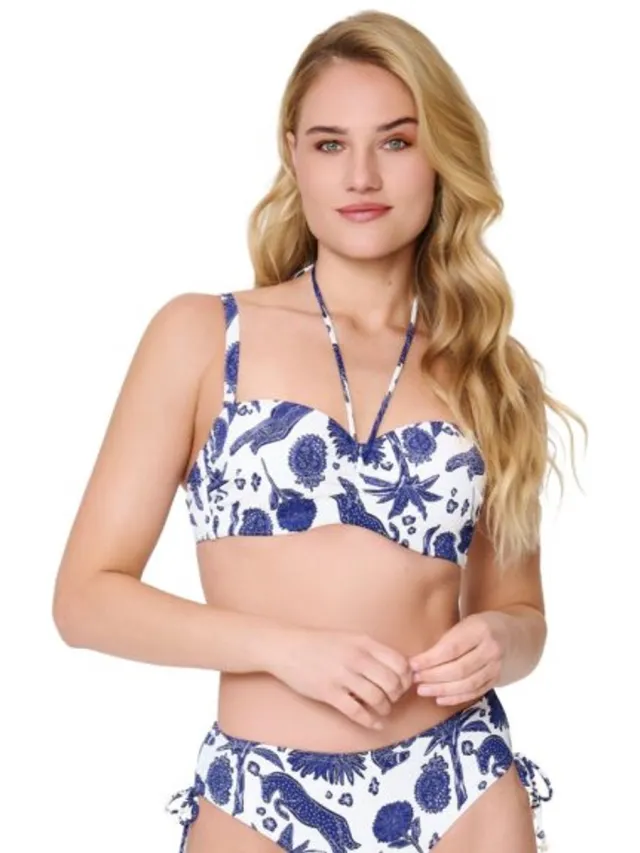 LingaDore Balconette Bikini Top Blue White - Blauw/Wit