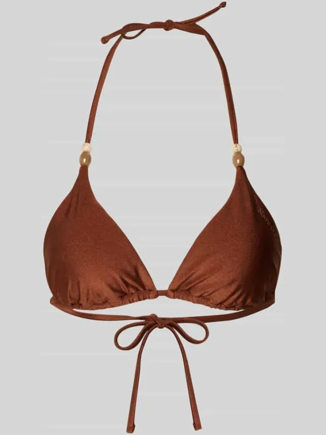 Marc O'Polo Bovendeel van een bikini met labelprint Middenbruin