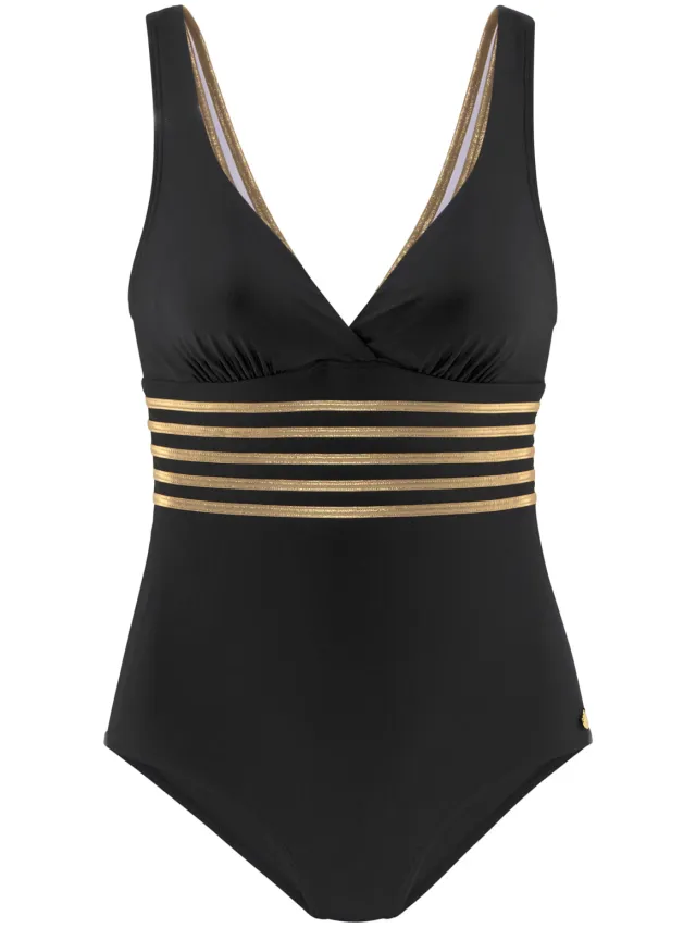 badpak zwart met goudkleurige strepen zwart/goudkleur