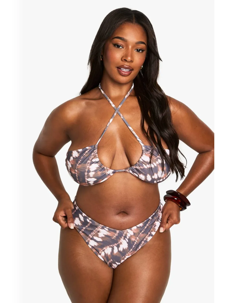 boohoo Dames Plus Tie Dye V High Leg Bikini Onderstuk multicolor, foto 3
