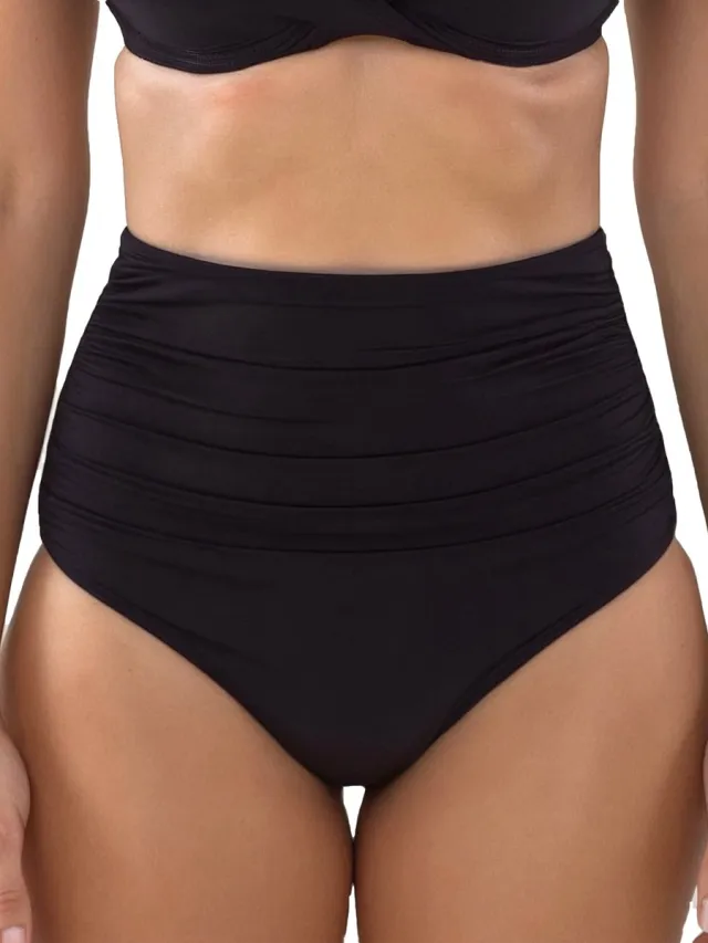 Vivisence Bikinibroekje Dames 40 Hoge taille High waist - Zwembroek effen klassiek - Badmode strandkleding - Zwart