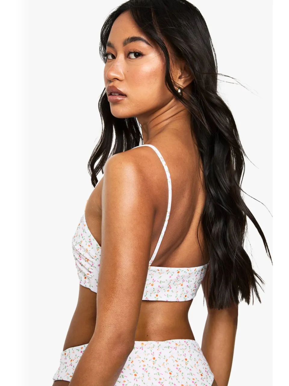 boohoo Dames Reversibele Ditsy Floral Bikini Top met Scoop-Hals oranje, foto 2
