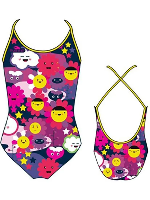 Turbo Happy Flowers Badpak Met Dunne Bandjes Veelkleurig 3-4 Years Meisje Multicolor