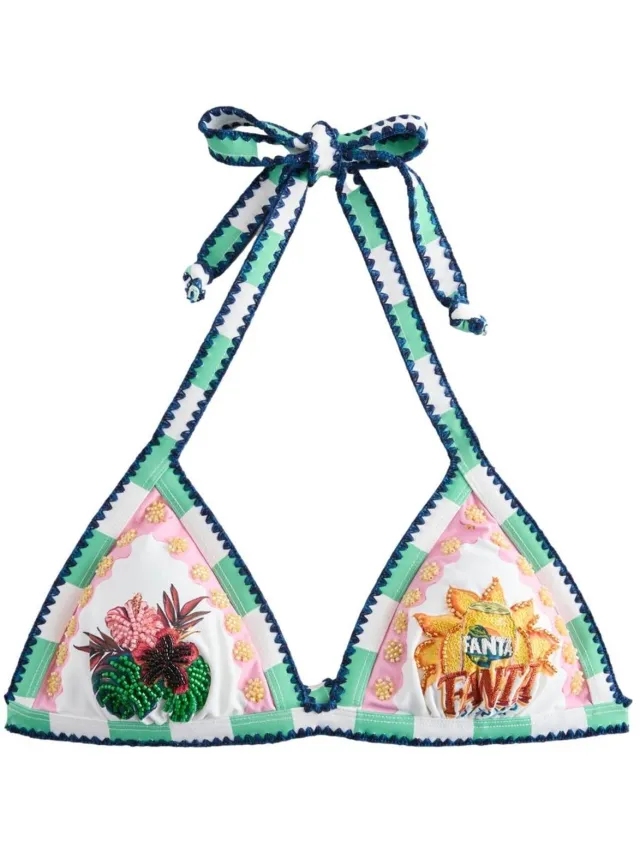 Next Dames - Driehoekige bikinitop met versiersel - Crème Multicolour Fanta