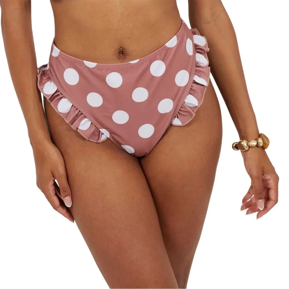 Brave Soul Dames/Dames Polka Dot Hoge Taille Tweedelig Badpak (Bruin/wit), foto 2