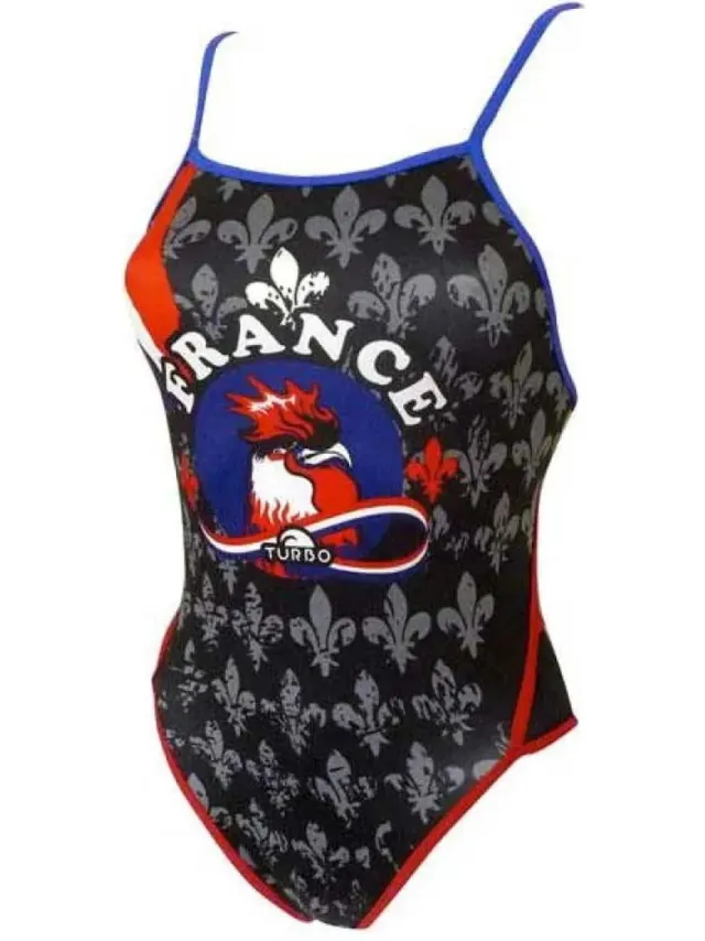 Turbo France Coq Badpak Met Dunne Bandjes Zwart 7-8 Years Meisje Black