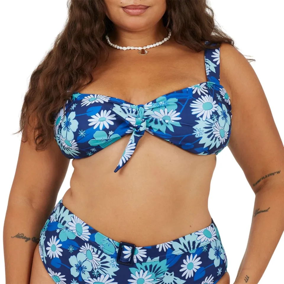Brave Soul Bikinitop met bloemenprint voor dames (Blauw/Wit), foto 2