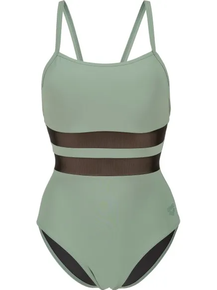 Arena Mesh Equals Swimsuit Back B badpak groen