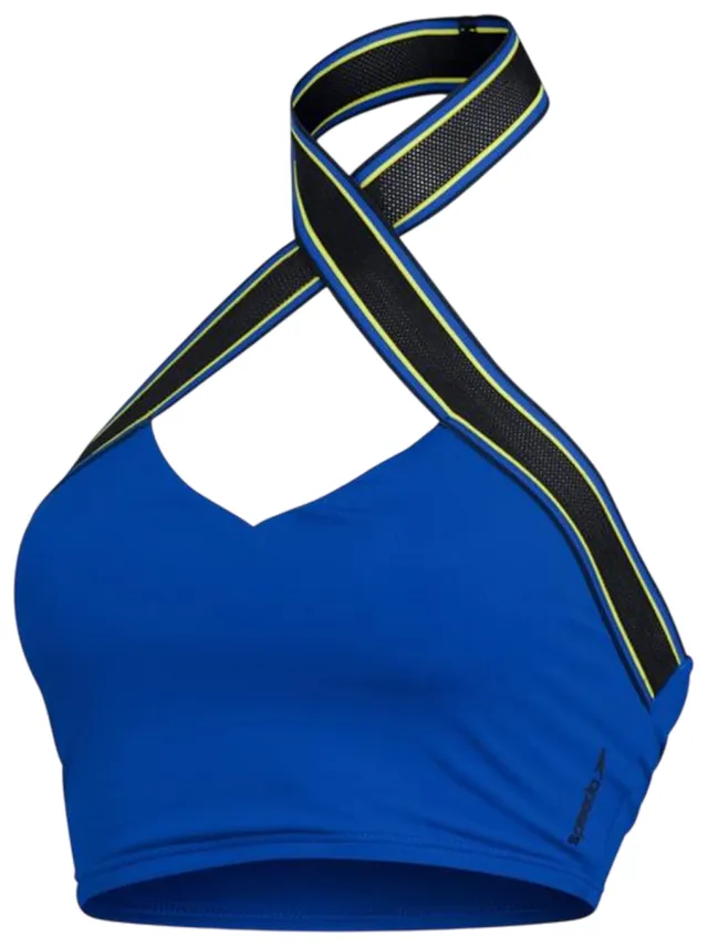 Speedo Damesbikini met halternek en strepen (Blauw)