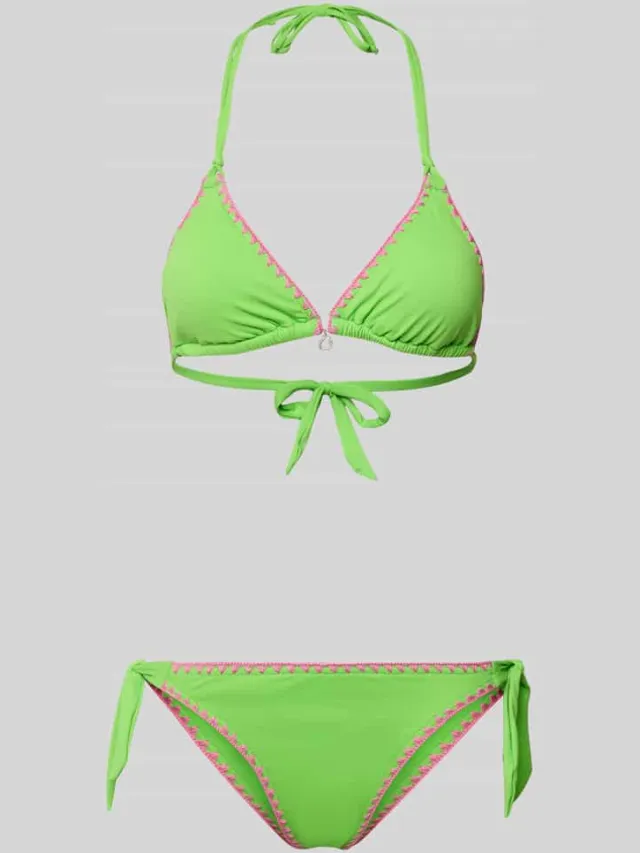 banana moon Bikini-set met stitchings en vetersluiting Groen