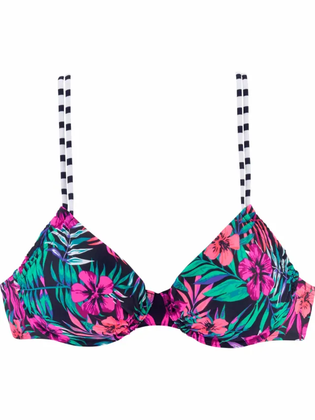 beugelbikinitop marineblauw bloemenprint, foto 2