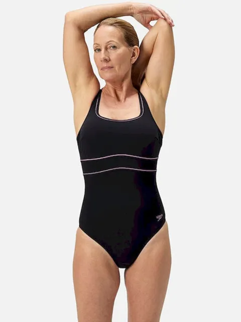 Speedo eco new contour eclipse 1p bla/pin wedstrijd badpak dames Zwart