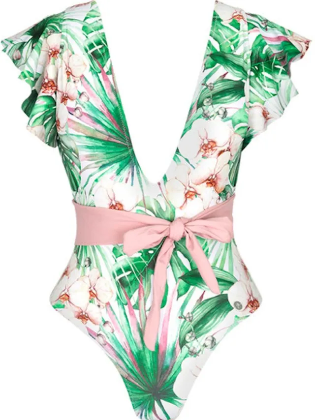 YW YEHWANG Badpak - Nature Vibes - Bloemenprint - Damesdingetjes Bloemenprint, roze, groen